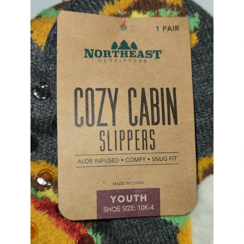 Northeast Outfitters Cozy Cabin Youth Slipper‎ Socks Burger Print SZ 10K 4